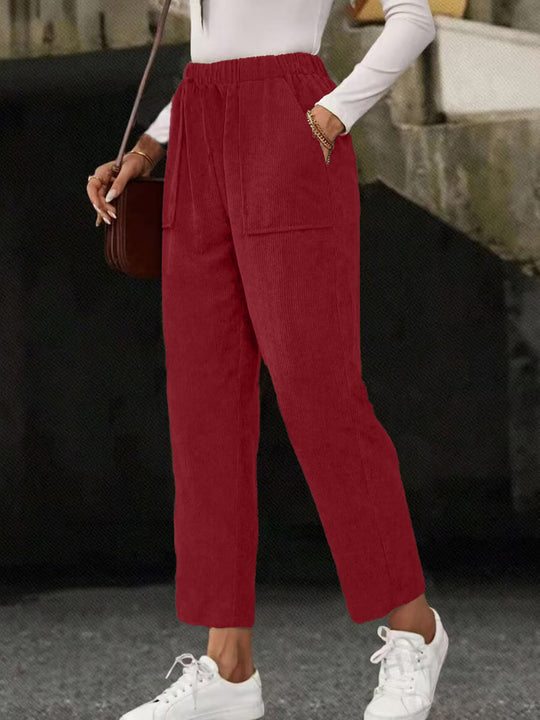 Damen-Cordhose, gerade geschnitten, mit Taschen