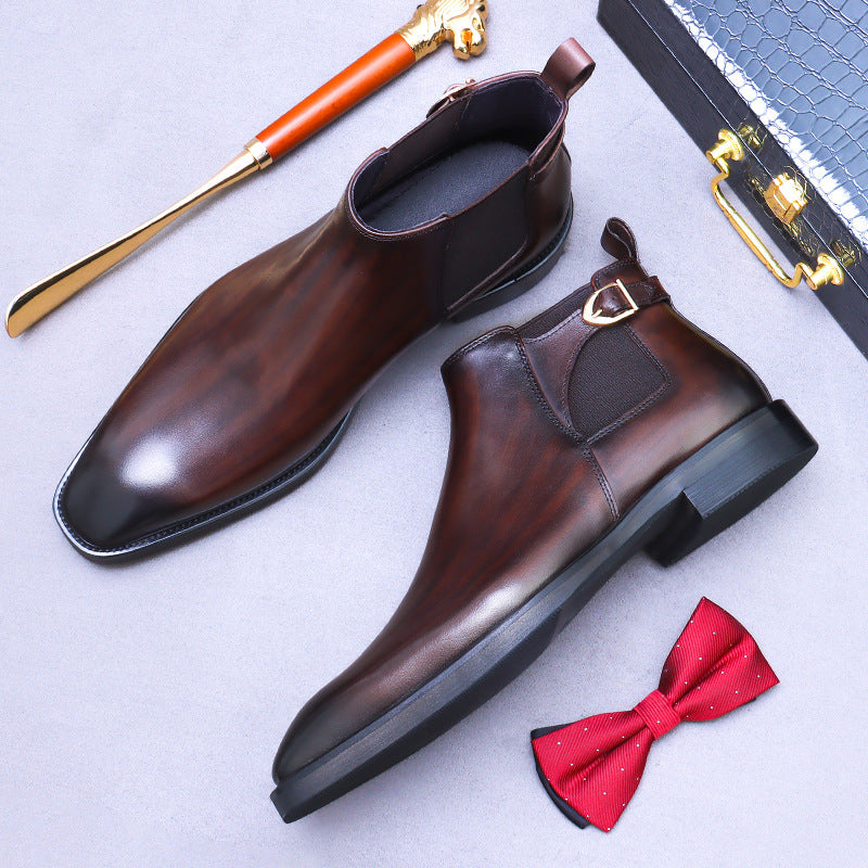Herren Chelsea-Stiefel aus echtem Rindsleder, Business-Stil