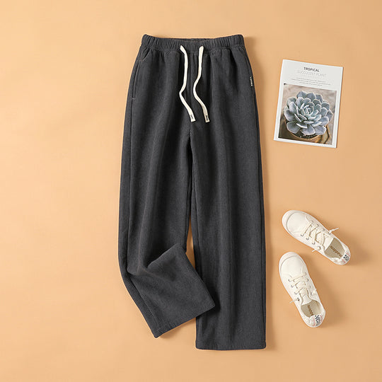 Gefütterte Kord-Hose mit hohem Bund