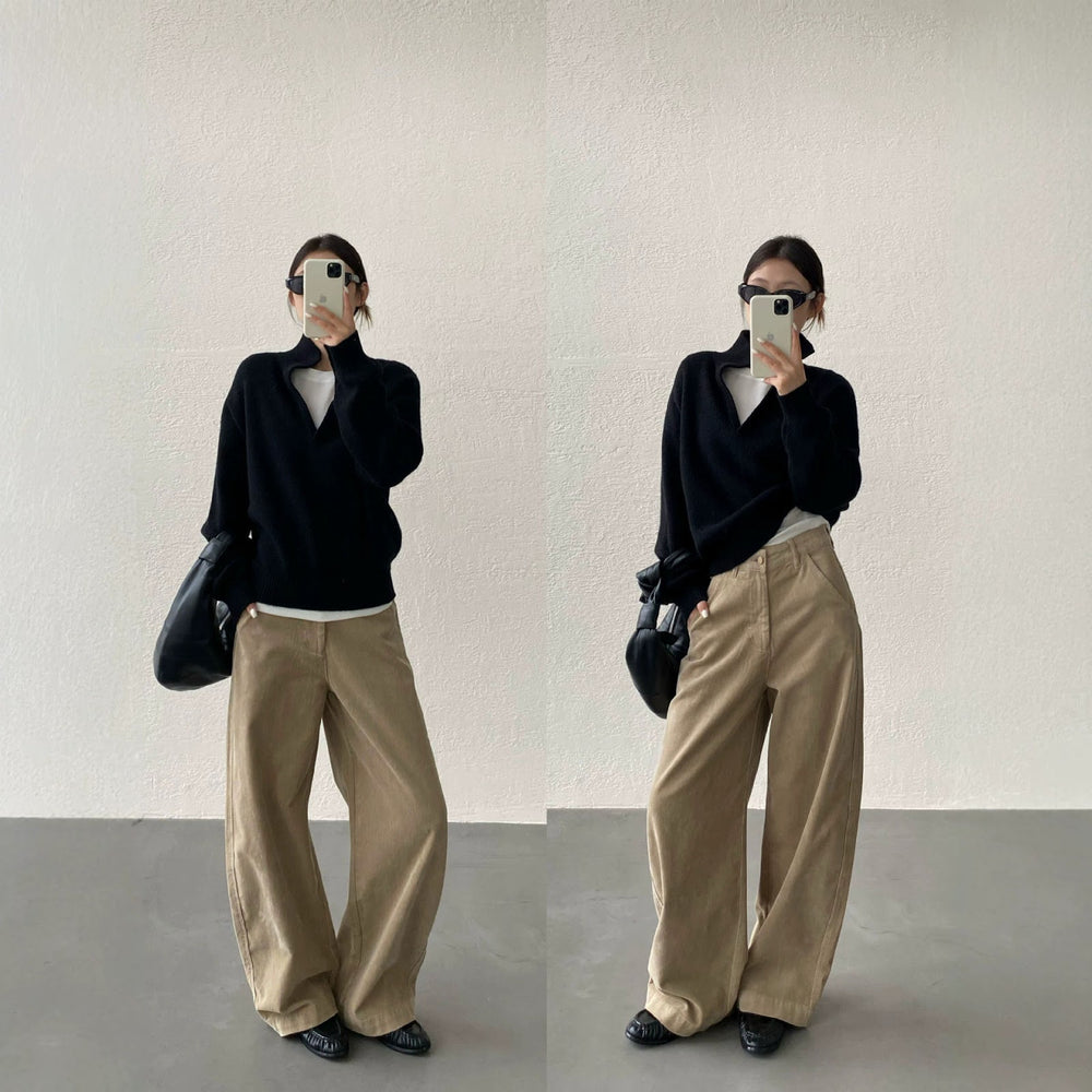 Baumwoll-Cordhose, weit geschnitten, gefüttert, Herbst/Winter