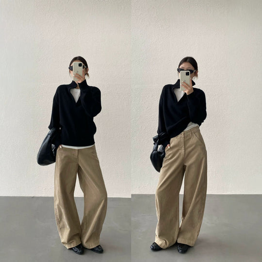 Baumwoll-Cordhose, weit geschnitten, gefüttert, Herbst/Winter