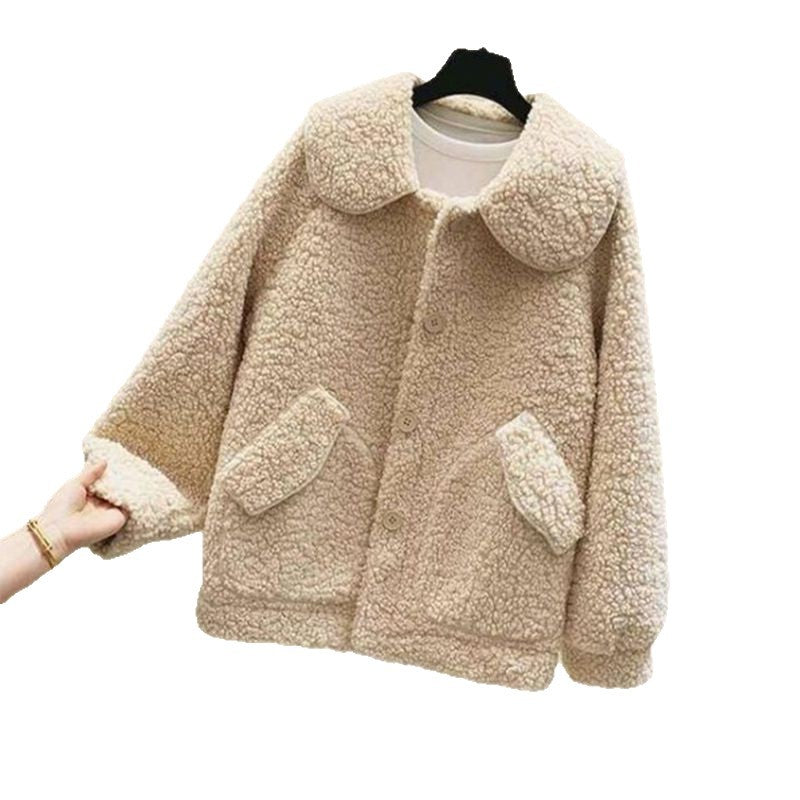 Gefütterte Lammfleece-Imitat Jacke, warm und bequem