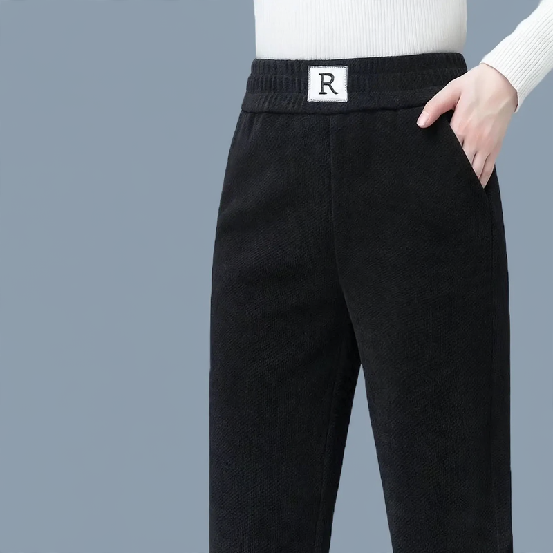 Damen-Freizeithose, Cord, gefüttert, weiter Schnitt