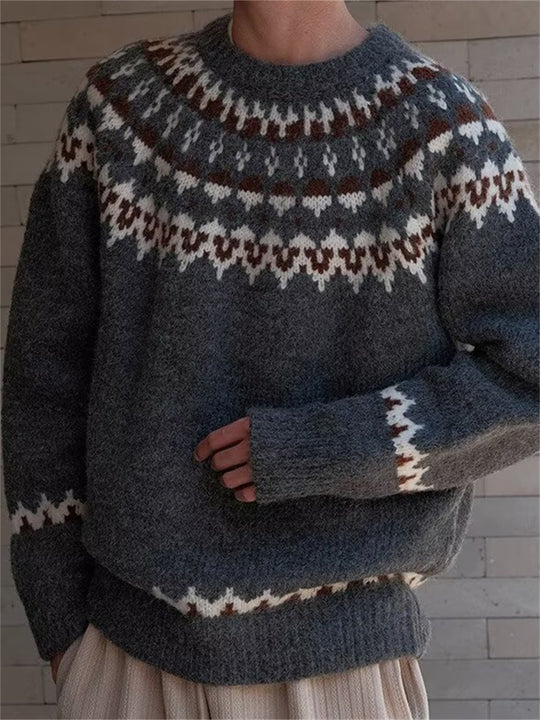 Fair Isle Strickpullover, Vintage-Stil, Unisex