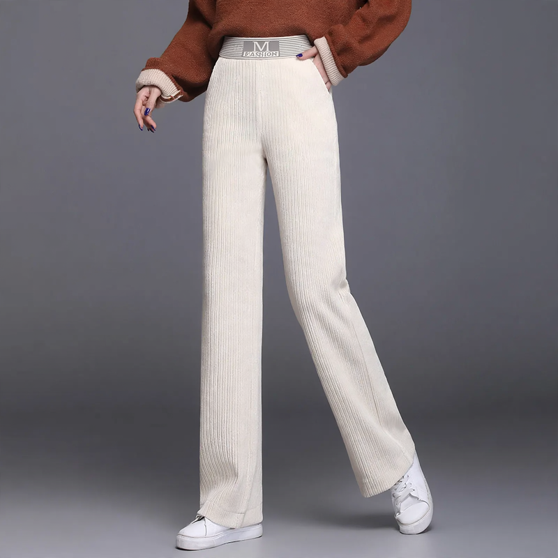 Damen-Cordhose mit weitem Bein und hohem Bund