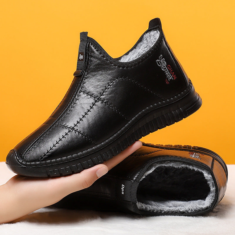 Gefütterte Herren-Kurzstiefel aus Kunstleder, warm und bequem