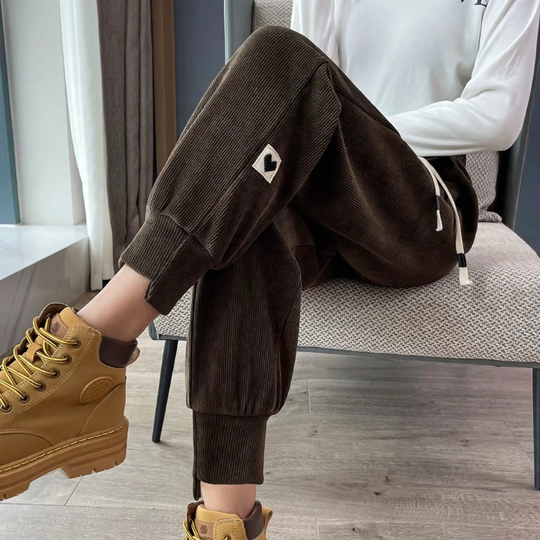 Gefütterte Chenille-Jogginghose für Damen, locker geschnitten