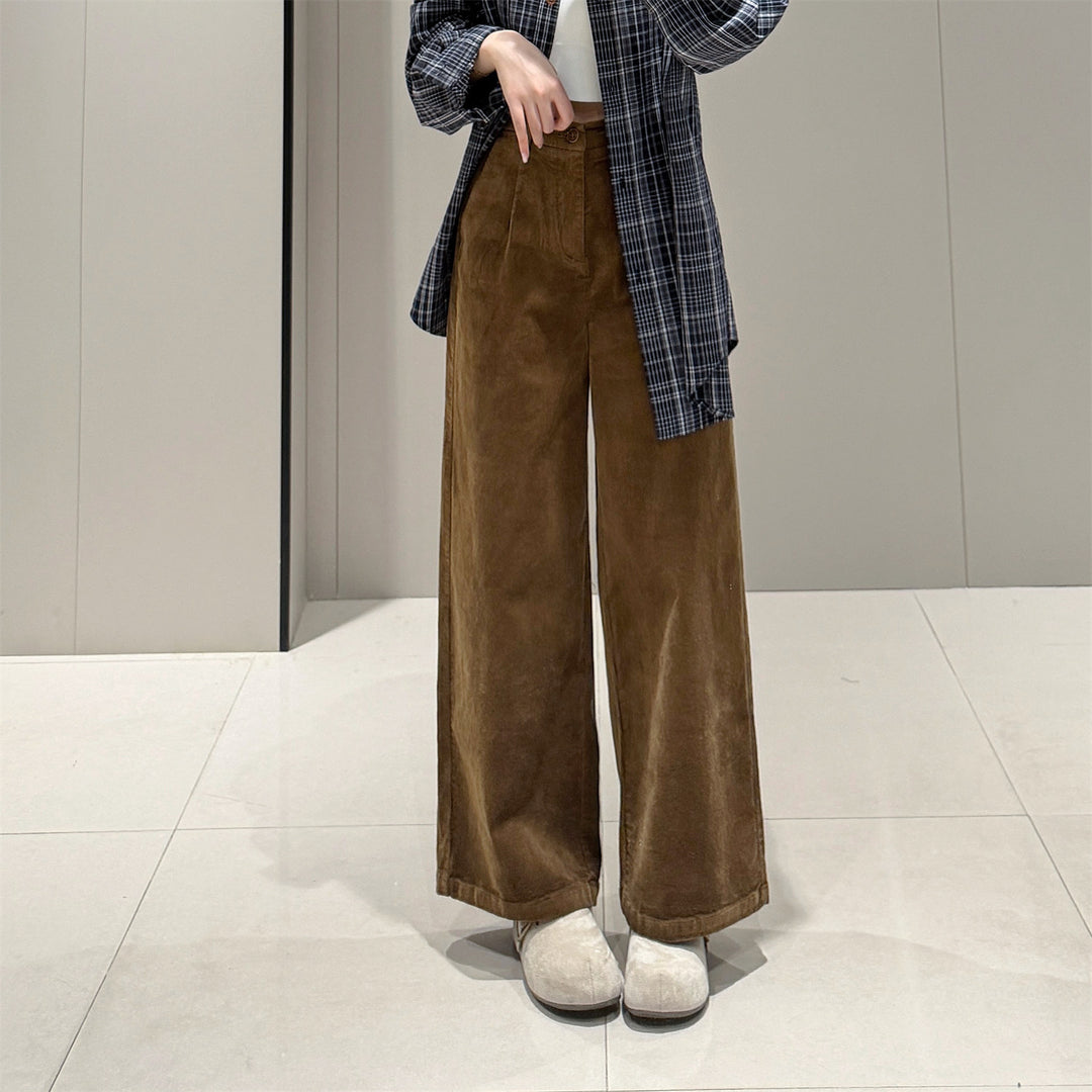 Damen-Cordhose mit hohem Bund und weitem Bein
