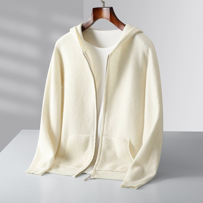 Herren-Strickjacke mit Kapuze und Reißverschluss