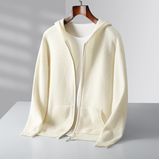 Herren-Strickjacke mit Kapuze und Reißverschluss