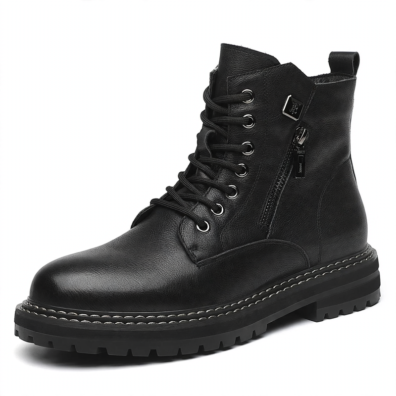 Herren-Lederstiefel, Echtleder, gefüttert, robust