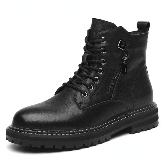 Herren-Lederstiefel, Echtleder, gefüttert, robust