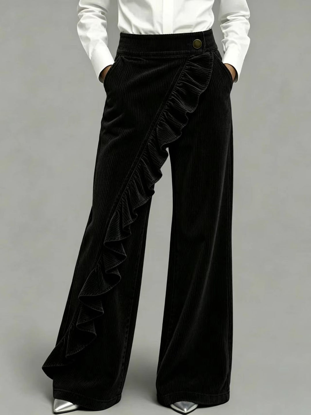 Damen-Cordhose mit Schlag und hohem Bund