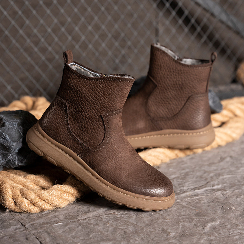 Herren-Winterstiefel aus Leder mit Lammfell