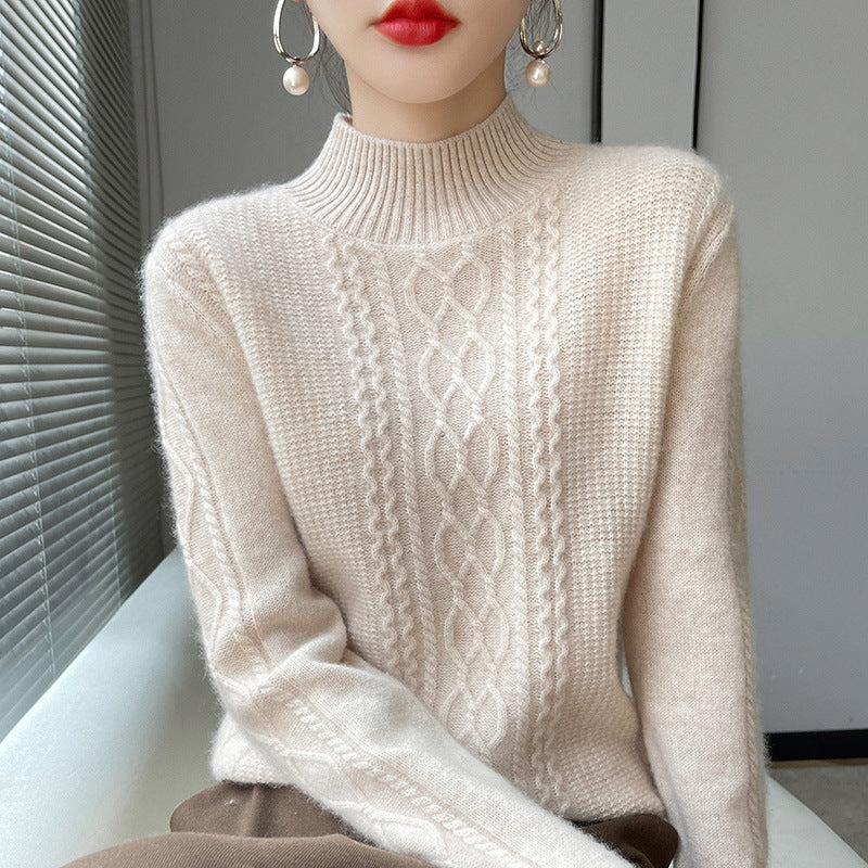 Damen-Strickpullover, Rundhalsausschnitt, wärmend