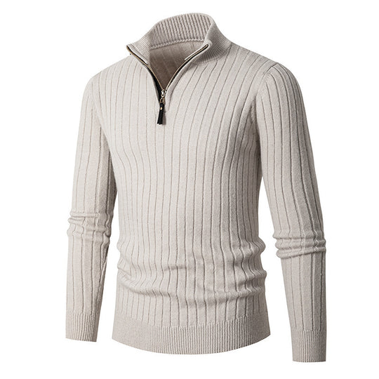 Herren-Strickpullover mit Reißverschluss und Halbrollkragen