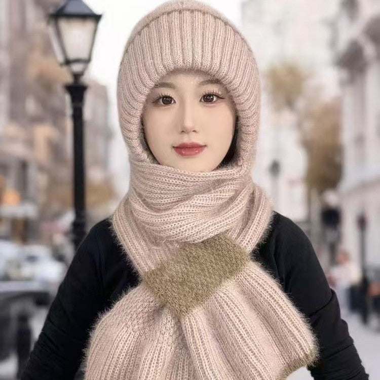 Strickmützen- und Schal-Set, gefüttert, Winter