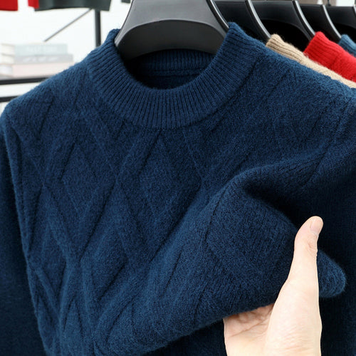 Herren-Wollpullover, Stehkragen, warm, große Größen
