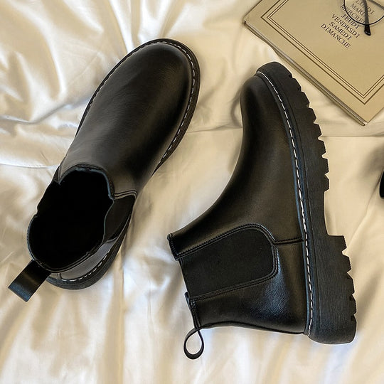 Herren-Chelsea-Martinsstiefel, gefüttert, Plateau