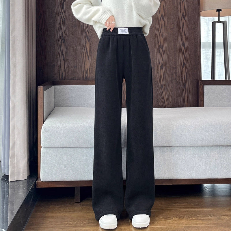 Damen-Cordhose mit Lammfleece, weit geschnitten
