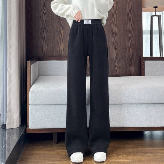 Damen-Cordhose mit Lammfleece, weit geschnitten