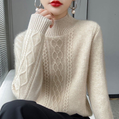 Damen-Strickpullover, Rundhalsausschnitt, wärmend