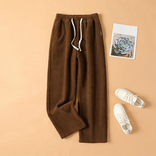 Gefütterte Kord-Hose mit hohem Bund