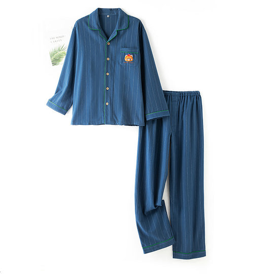 Gefütterter Baumwoll-Schlafanzug, bestickt, Unisex