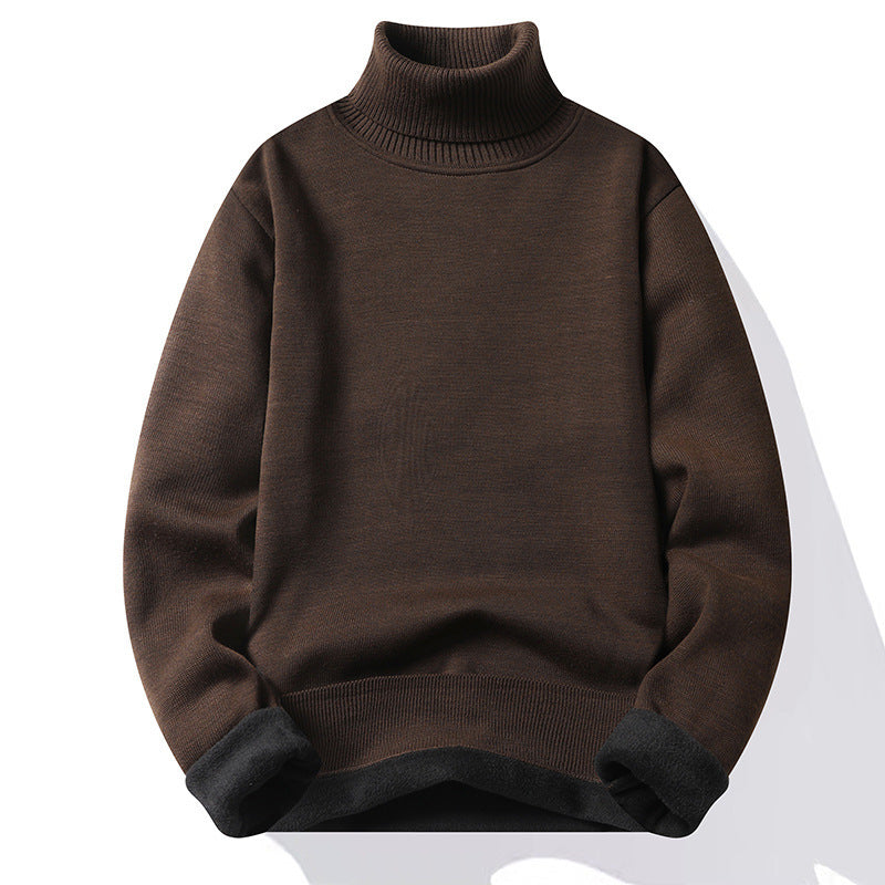 Herren-Rollkragenpullover, gefüttert, schmal geschnitten
