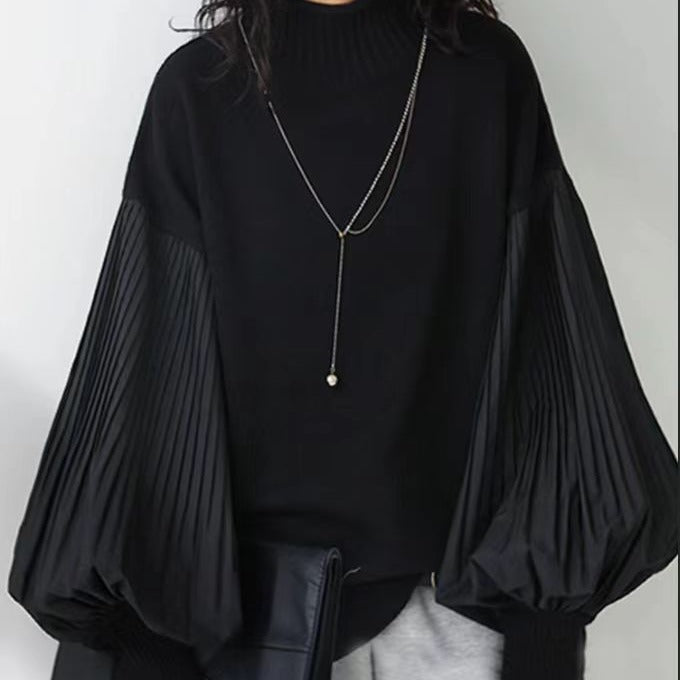 Lässiger Pullover mit Ballonärmeln und Falten-Details