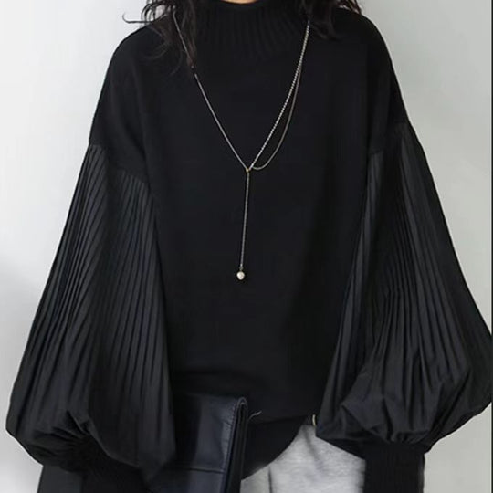 Lässiger Pullover mit Ballonärmeln und Falten-Details