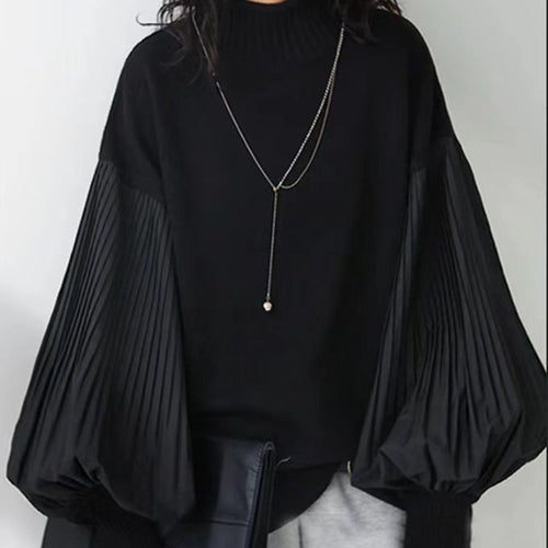 Lässiger Pullover mit Ballonärmeln und Falten-Details