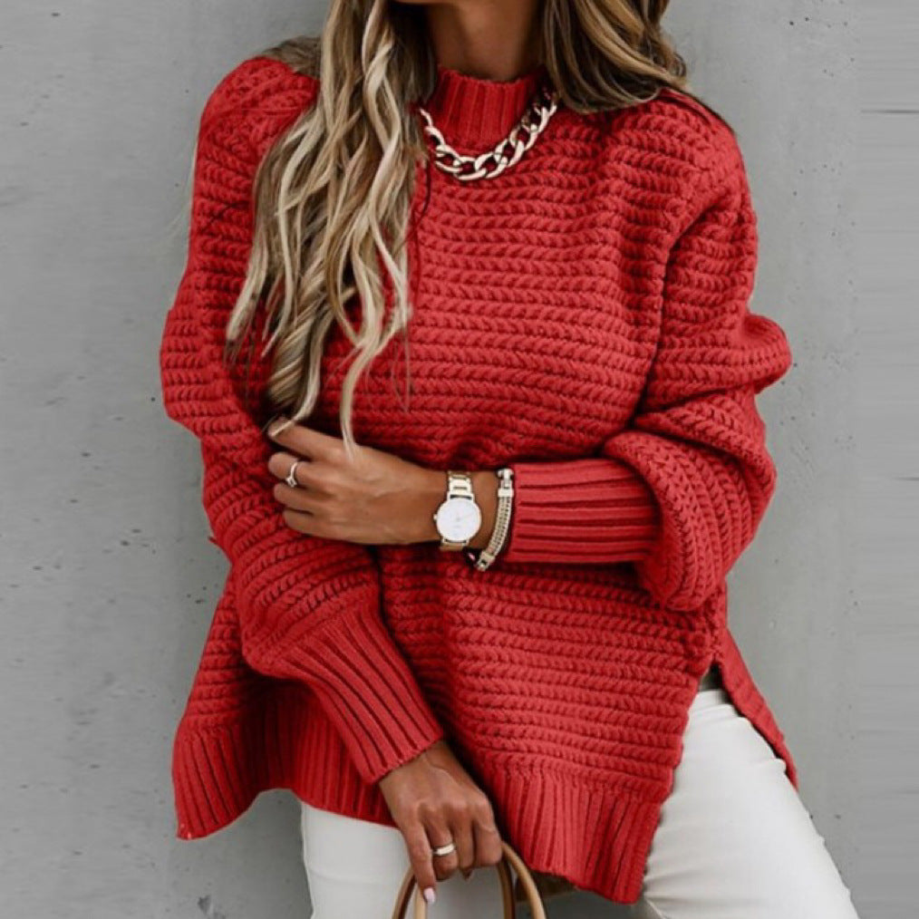 Lockerer Damen-Strickpullover mit Zopfmuster