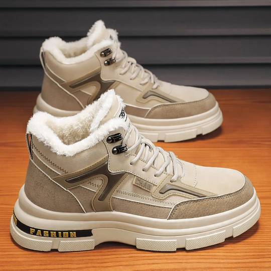 Gefütterte Herren-Winterstiefel, rutschfeste Sohle