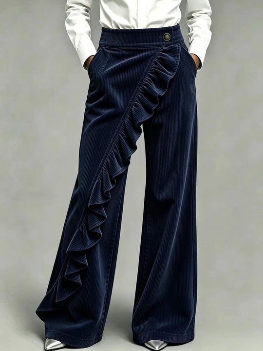 Damen-Cordhose mit Schlag und hohem Bund