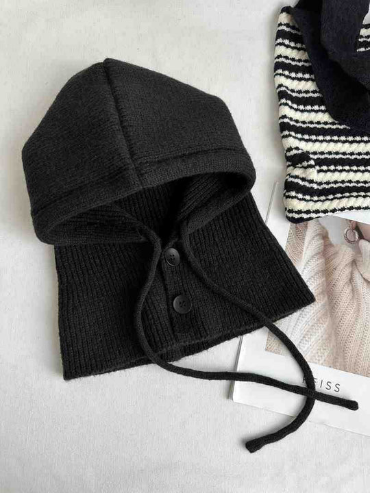 Strickmütze mit Schal, einfarbig, warm, 2-in-1 Set