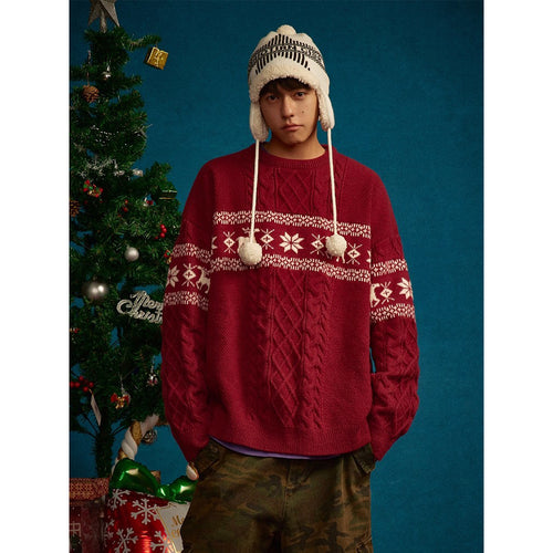 Weihnachtspullover mit Rentier-Muster