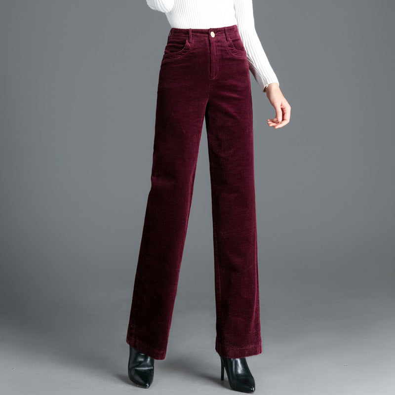 Gerade geschnittene Cordhose mit hohem Bund