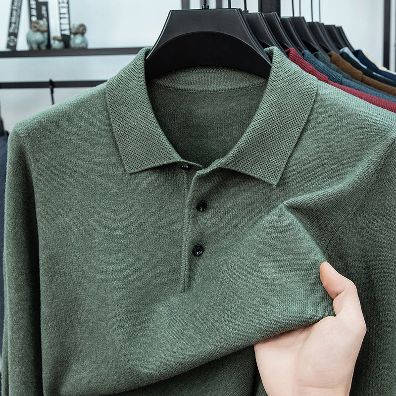 Herren-Strickpullover mit Reverskragen und Thermofutter