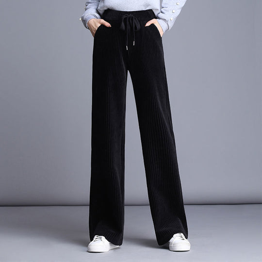 Damen-Cordhose mit weitem Bein, gefüttert