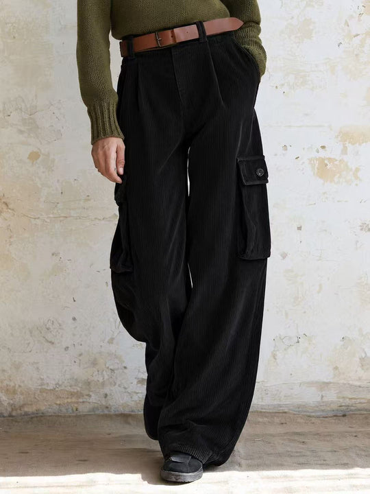 Vielseitige Cord-Cargohose mit hohem Bund