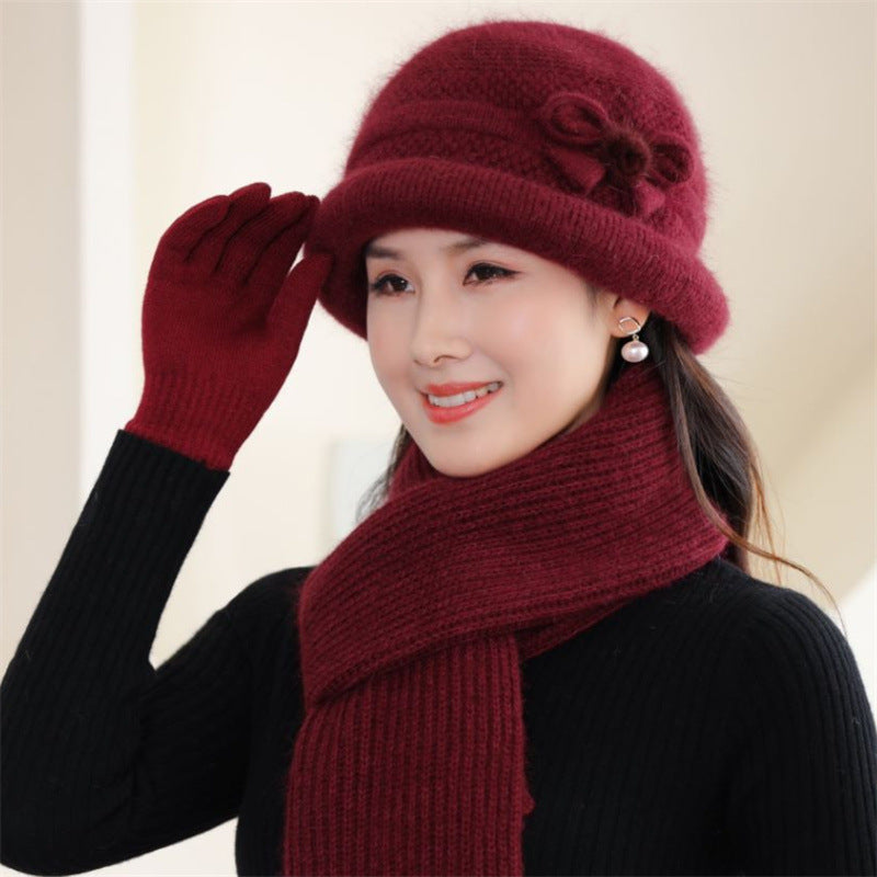 Strickmütze mit Schal und Handschuhen, Damen, Winter