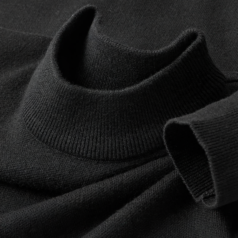 Herren-Wollpullover mit Stehkragen und Fleecefutter