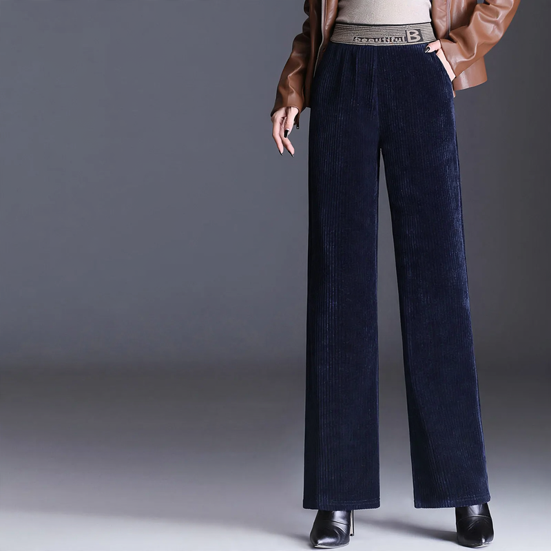 Gefütterte Damen-Cordhose mit hohem Bund