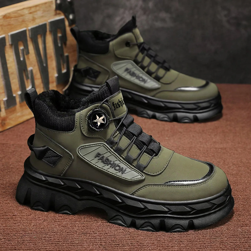 Gefütterte Herren-Stiefel mit Drehverschluss