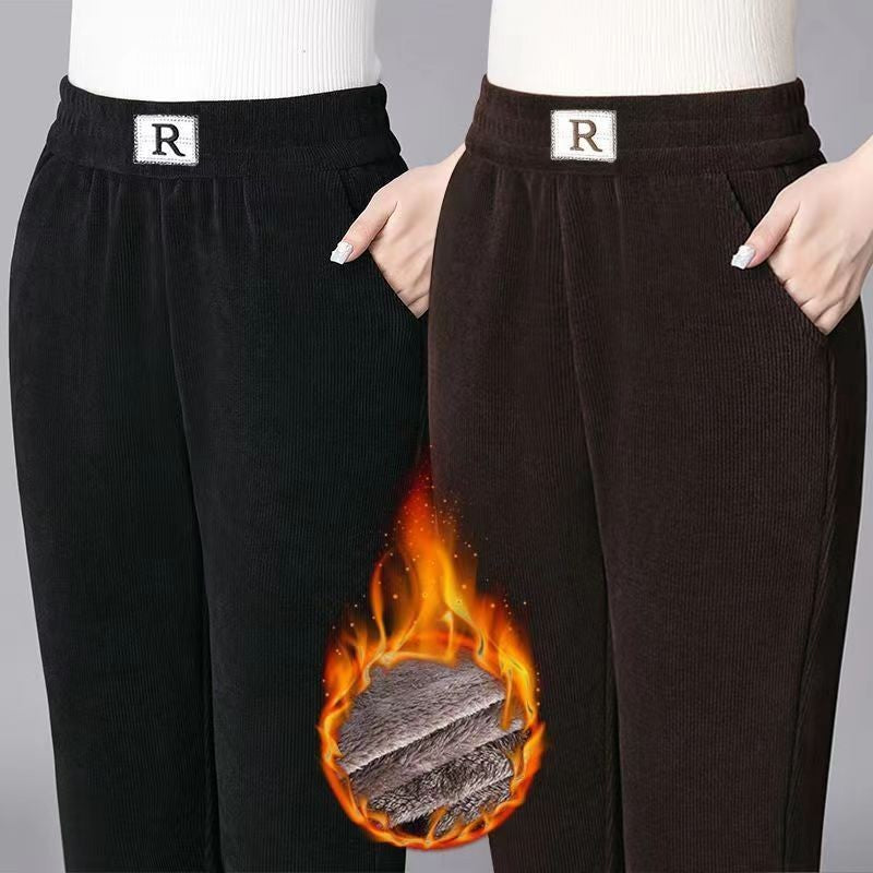 Damen-Freizeithose, Cord, gefüttert, weiter Schnitt