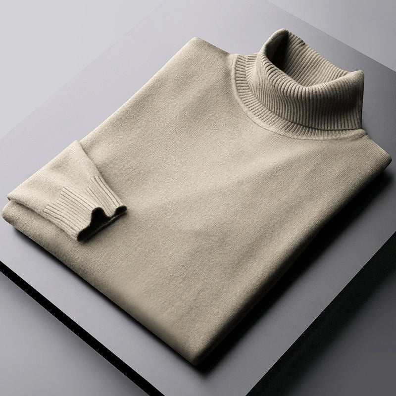 Gefütterter Herren-Strickpullover mit Stehkragen