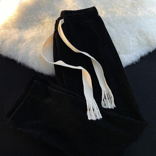 Kord-Weithose mit Kordelzug und hoher Taille