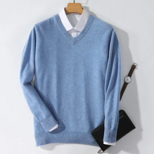 Herren-Wollpullover mit V-Ausschnitt