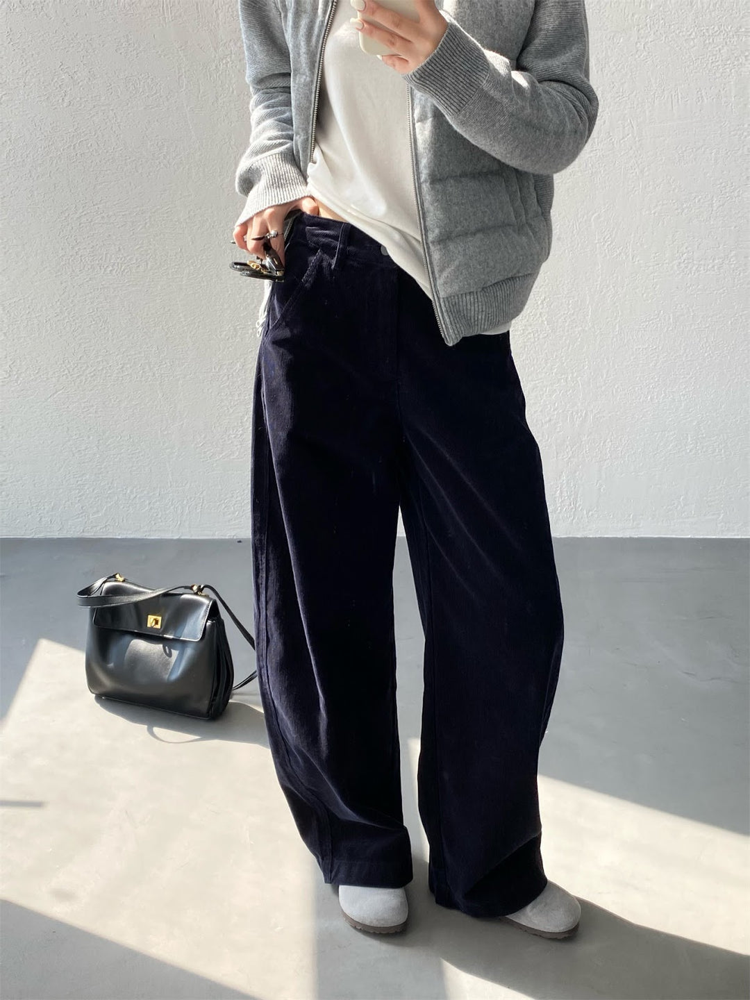 Baumwoll-Cordhose, weit geschnitten, gefüttert, Herbst/Winter